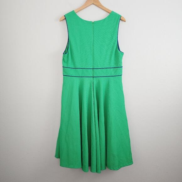 Hutch by Anthropologie Bowtie Fit and Flare Kelly Green Sleeveless Dress - Picture 9 of 10